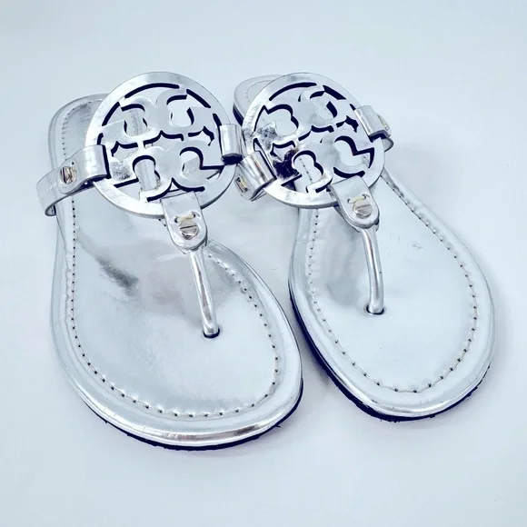 Tory Burch Miller Sandals Silver Metallic - Picture 3 of 9